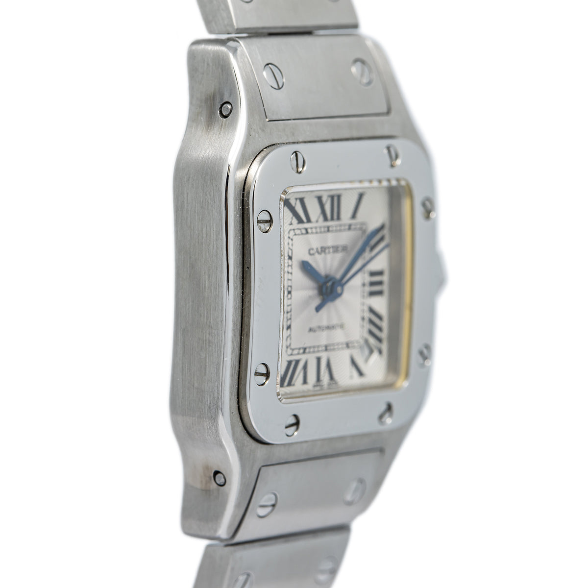 Cartier Santos Galbee 2423 W20054D6 SS Silver Dial Hidden Clasp Auto Ladies 24mm