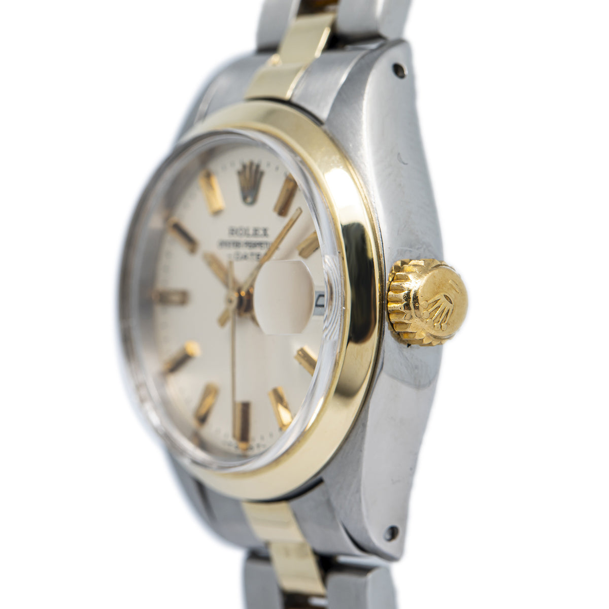 Rolex Date 6916 14K Yellow Gold Two Tone Oyster Silver Dial Ladie's Watch 26mm