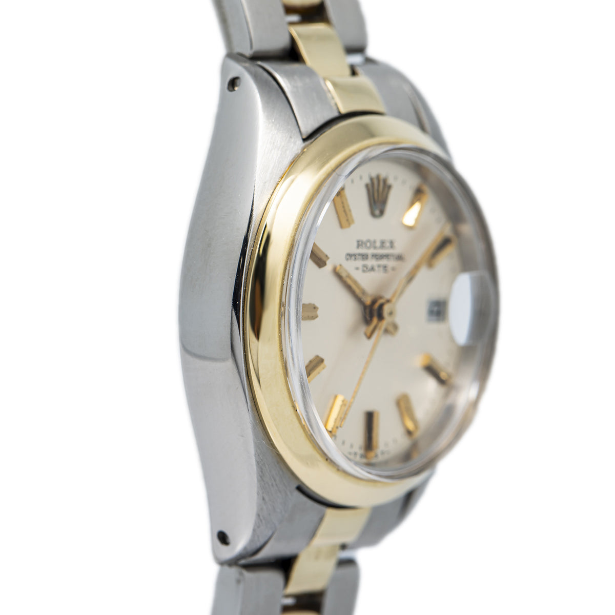 Rolex Date 6916 14K Yellow Gold Two Tone Oyster Silver Dial Ladie's Watch 26mm