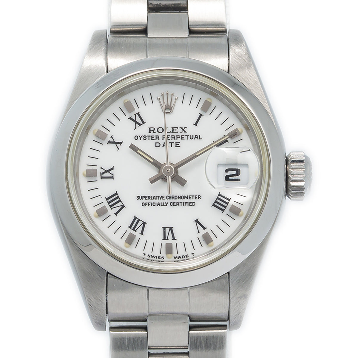 Rolex Date 69160 Stainless Steel Oyster White Dial Automatic Ladies Watch 26mm