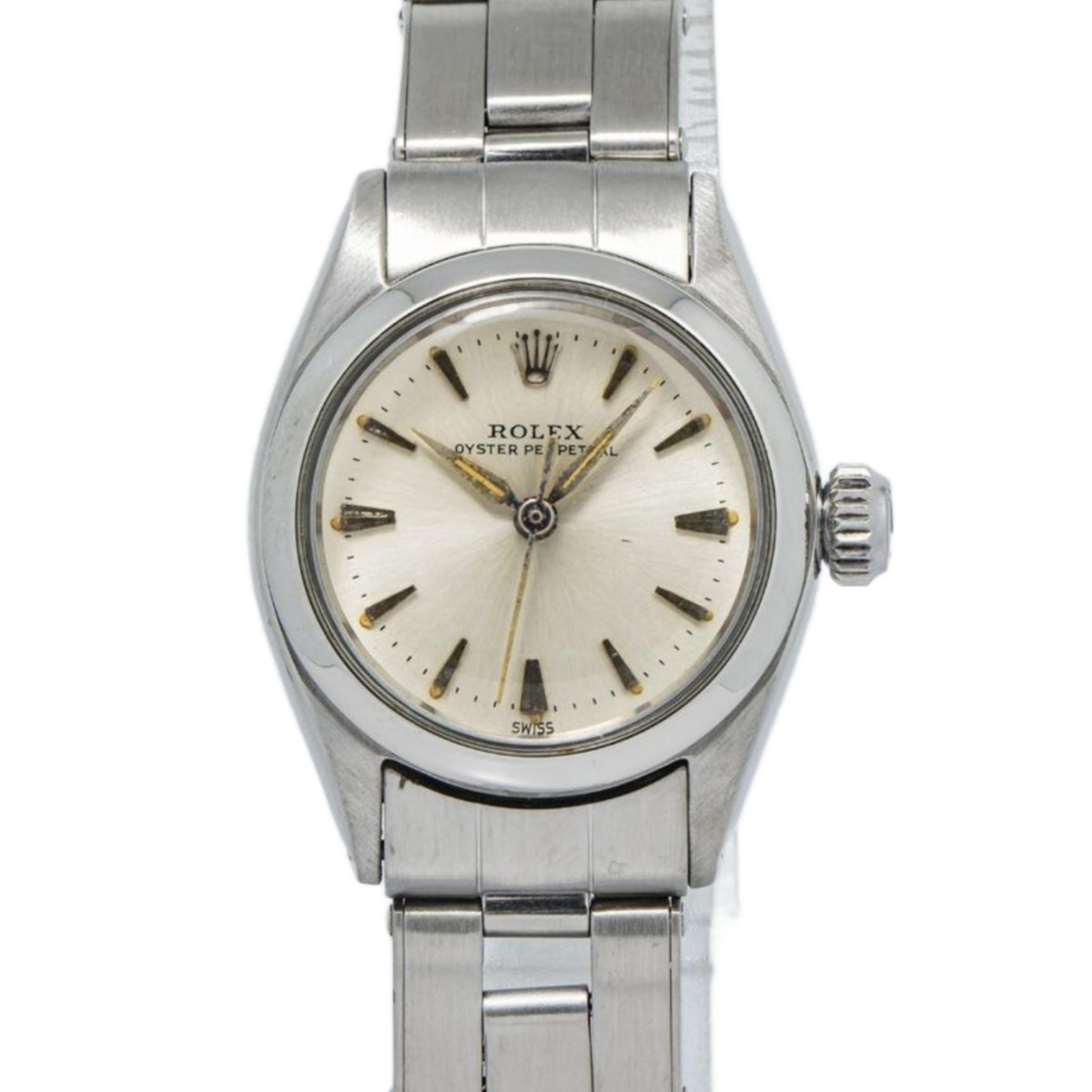 Rolex Oyster Perpetual 6618 Stainless Steel Silver Dial Auto Ladies Watch 24mm