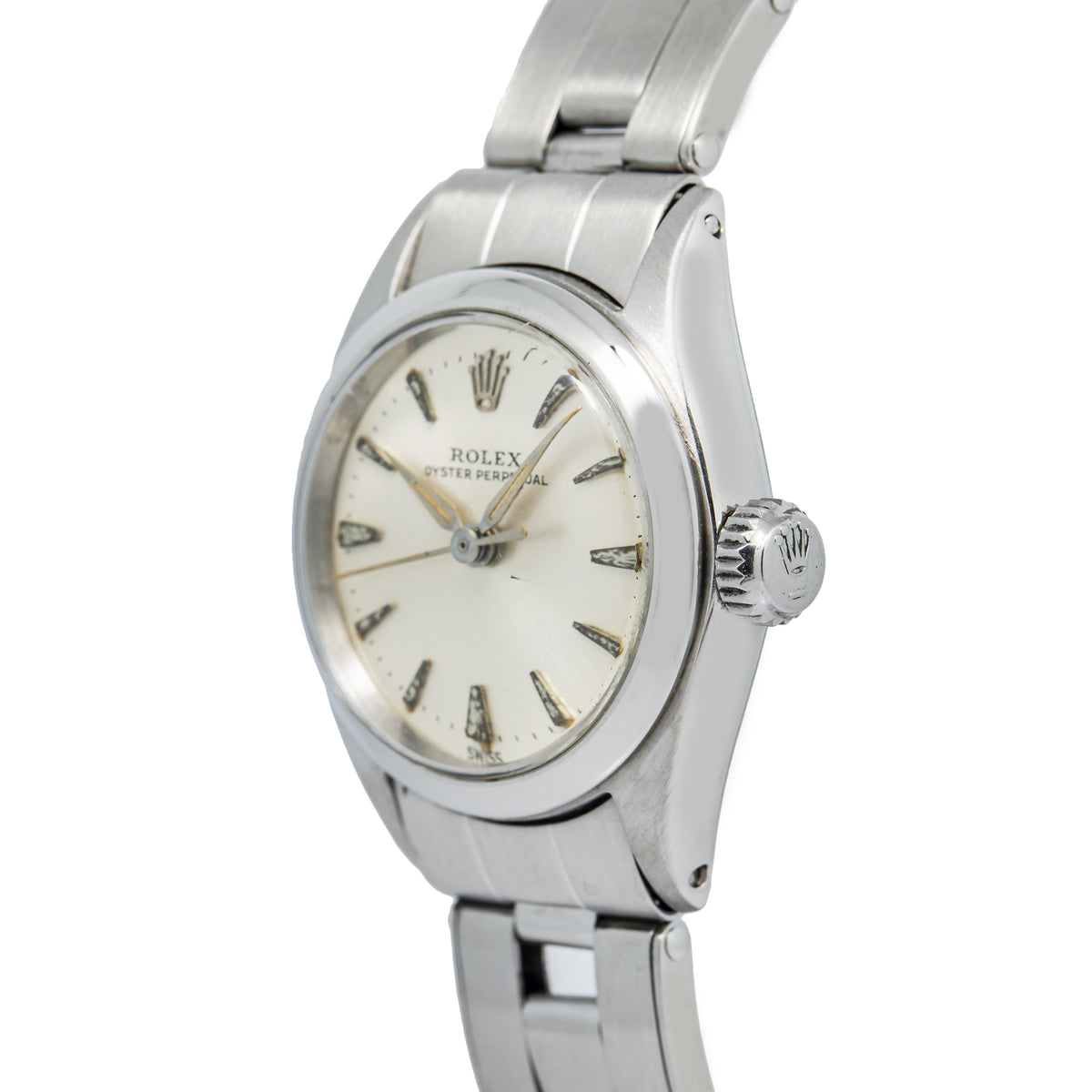 Rolex Oyster Perpetual 6618 Stainless Steel Silver Dial Auto Ladies Watch 24mm