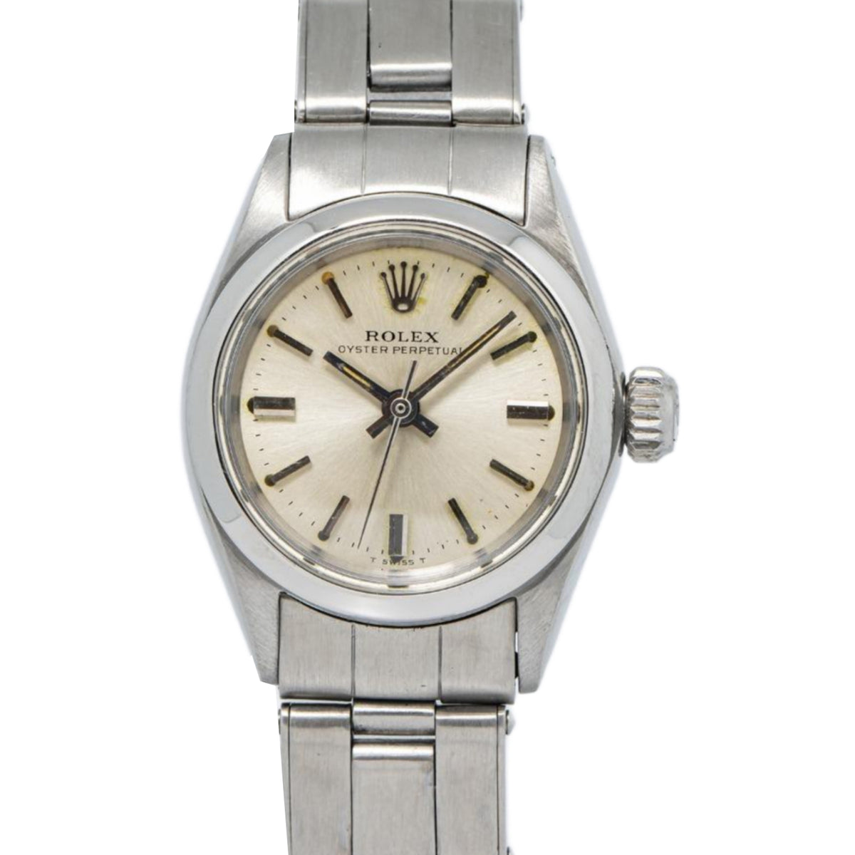 Rolex Oyster Perpetual 6618 Stainless Steel Silver Dial Auto Lady Watch 24mm