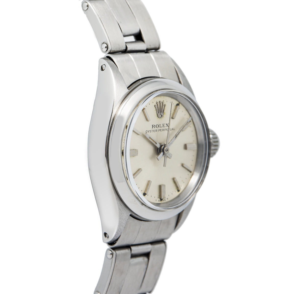 Rolex Oyster Perpetual 6618 Stainless Steel Silver Dial Auto Lady Watch 24mm