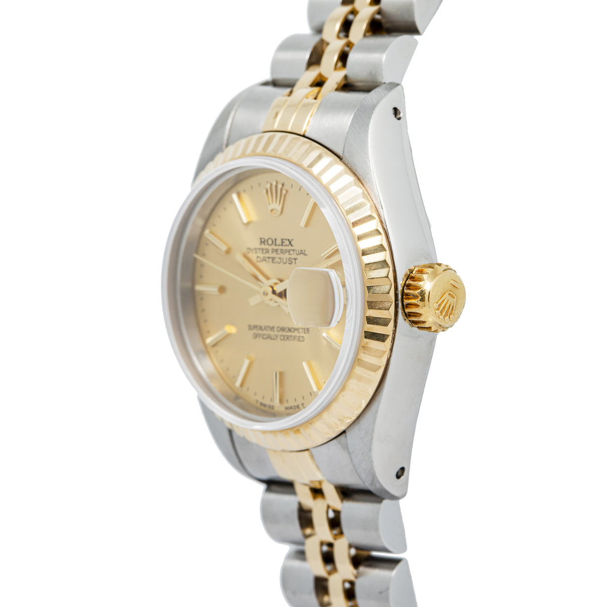 Rolex DateJust 69173 Jubilee 18K Yellow Two Tone Champagne Dial Auto Ladies 26mm