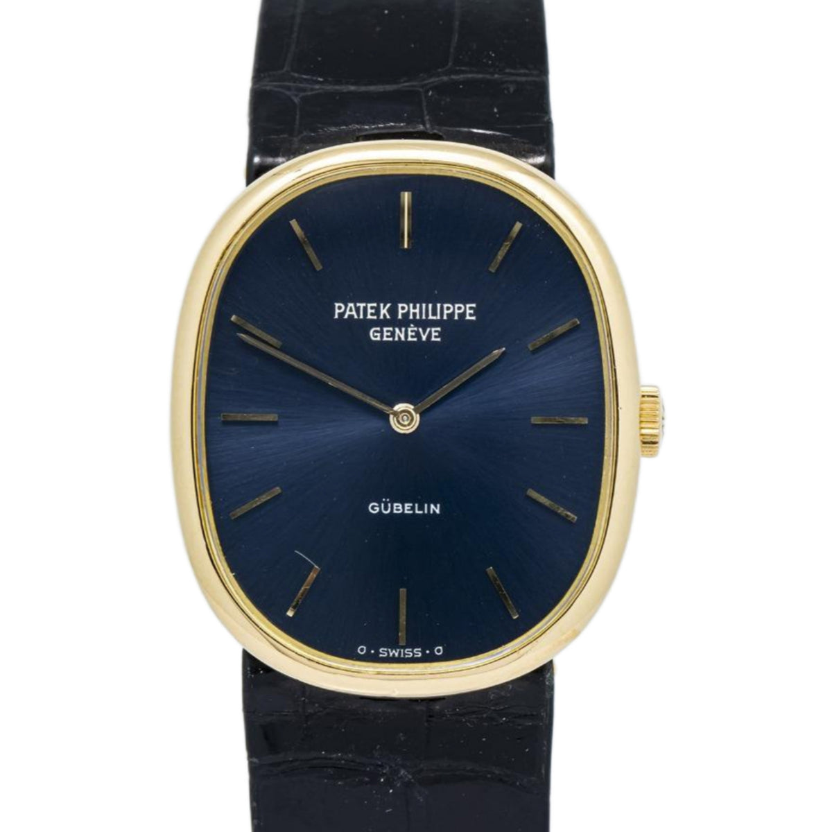 Patek Philippe Golden Ellipse 3848 Gubelin 18K Yellow Blue Dial Manual 27x32mm