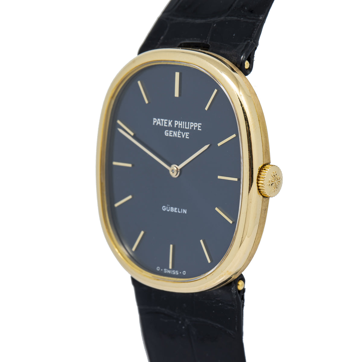 Patek Philippe Golden Ellipse 3848 Gubelin 18K Yellow Blue Dial Manual 27x32mm