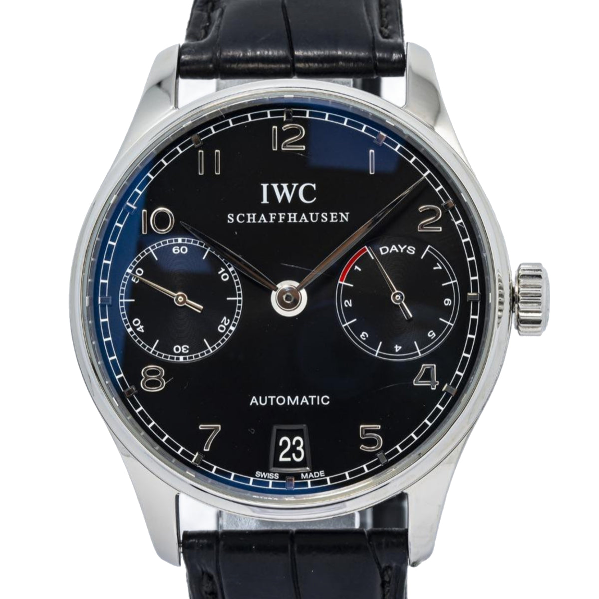 IWC Portugieser 7 Days IW500703  Stainless Black Dial Auto Men's Watch 42mm