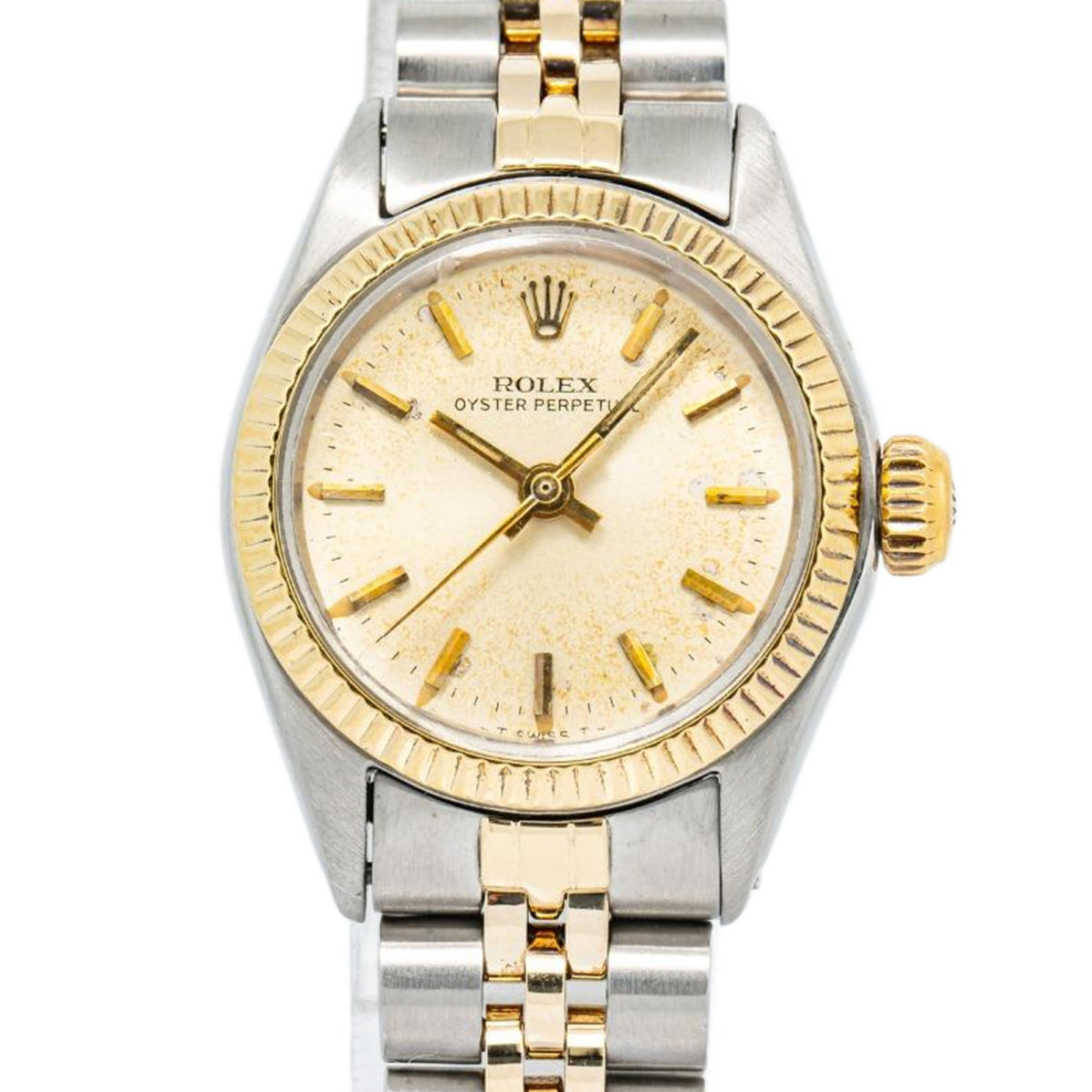 Rolex Oyster Perpetual 6618 14K TwoTone Jubilee Champagne Dial Auto Ladies 24mm