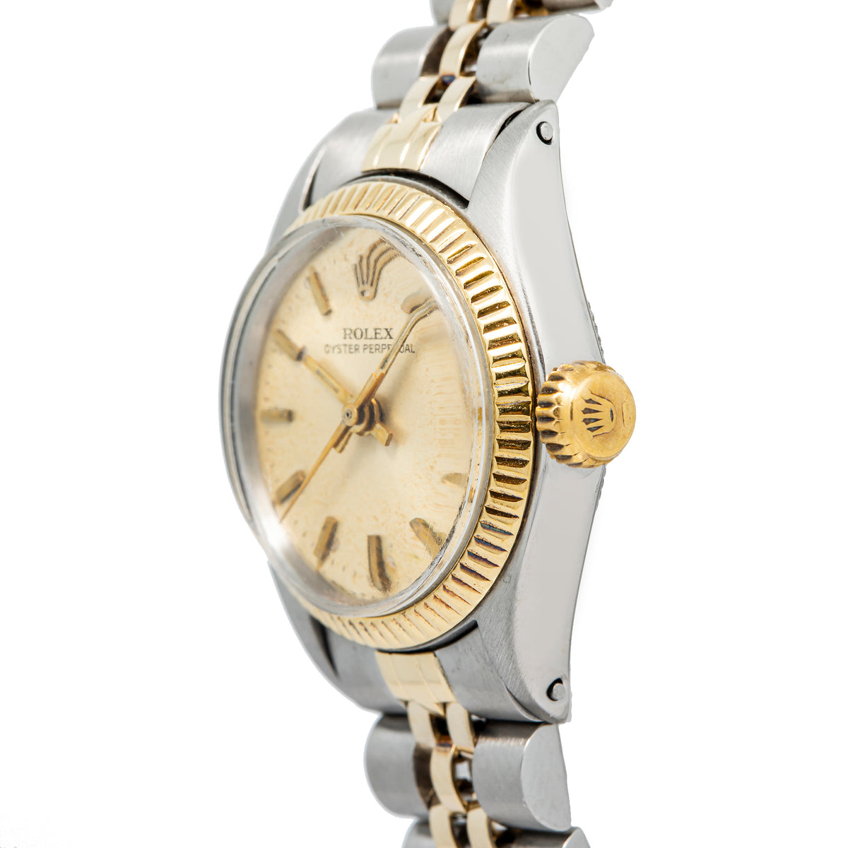 Rolex Oyster Perpetual 6618 14K TwoTone Jubilee Champagne Dial Auto Ladies 24mm