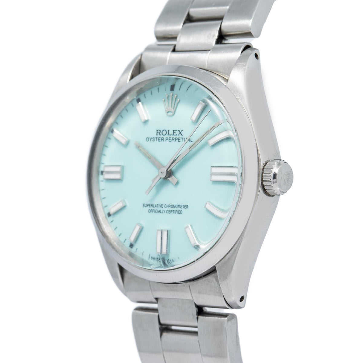 Rolex Oyster Perpetual 1002 Stainless Steel Tiffany Dial Auto Unisex Watch 34mm