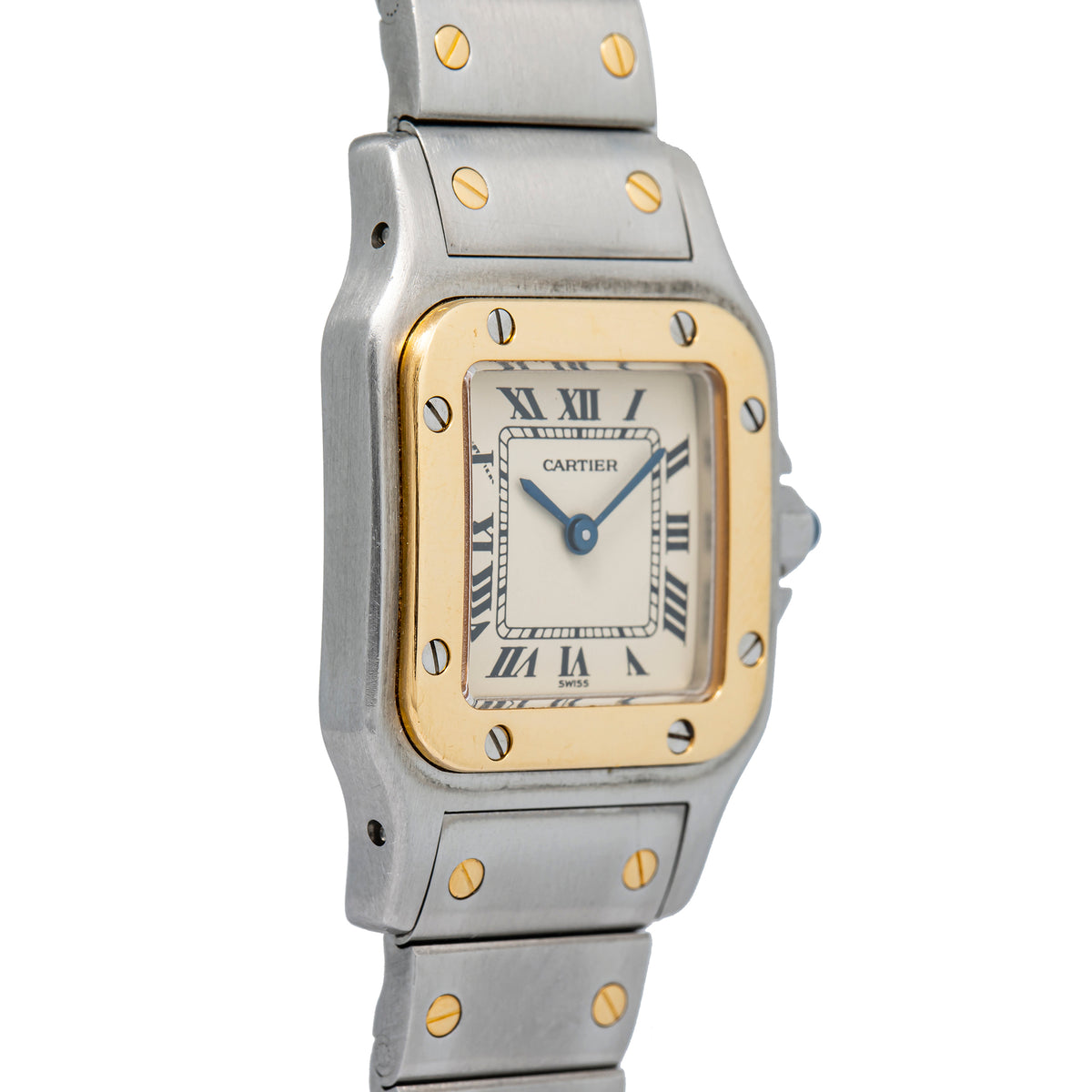 Cartier Santos Galbee 1567 18k Yellow Gold Two Tone Quartz Ladies Watch 24mm