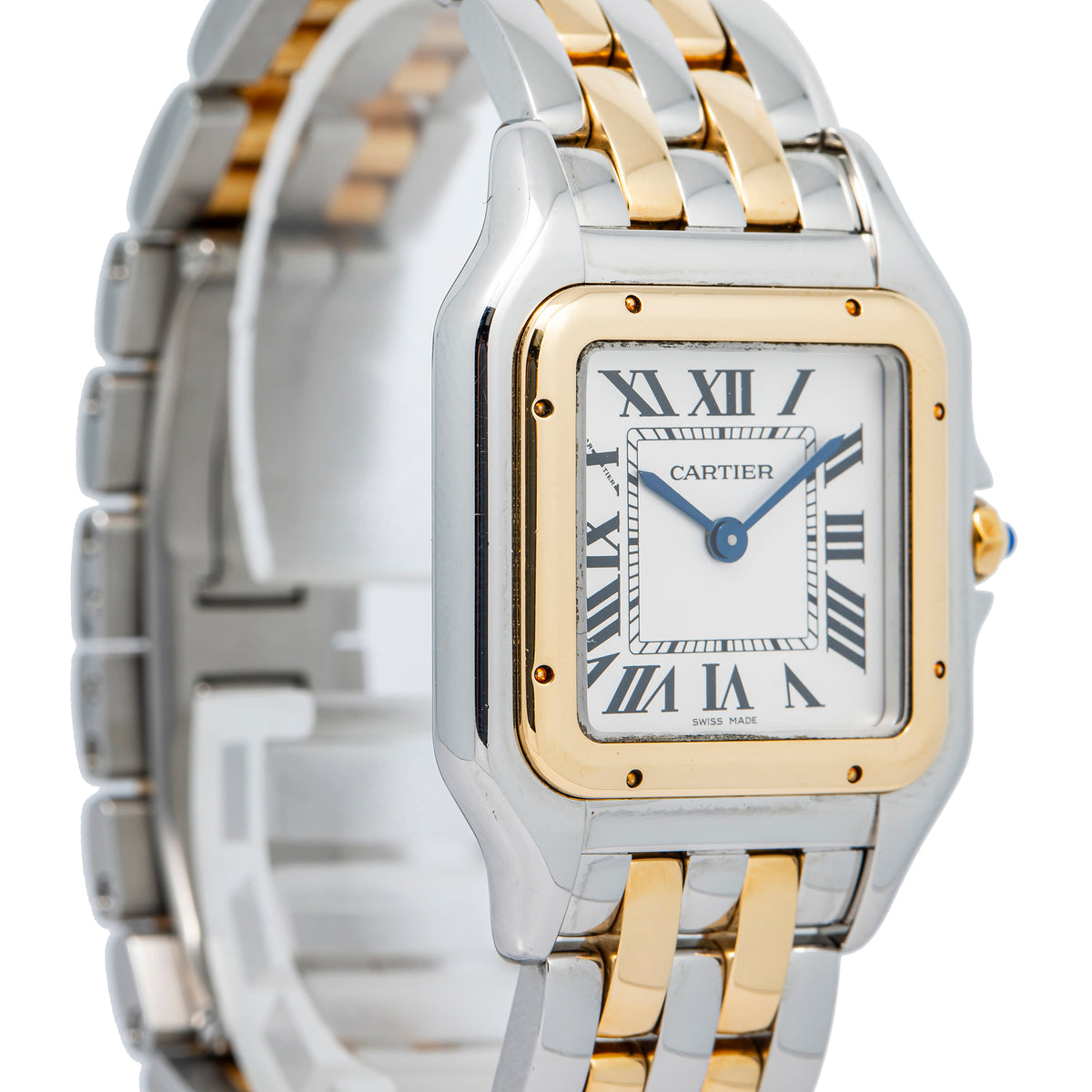 Cartier Panthere 4017 W2PN0007 w/Box 2Row 18k Two Tone Silver Dial Ladies 27mm