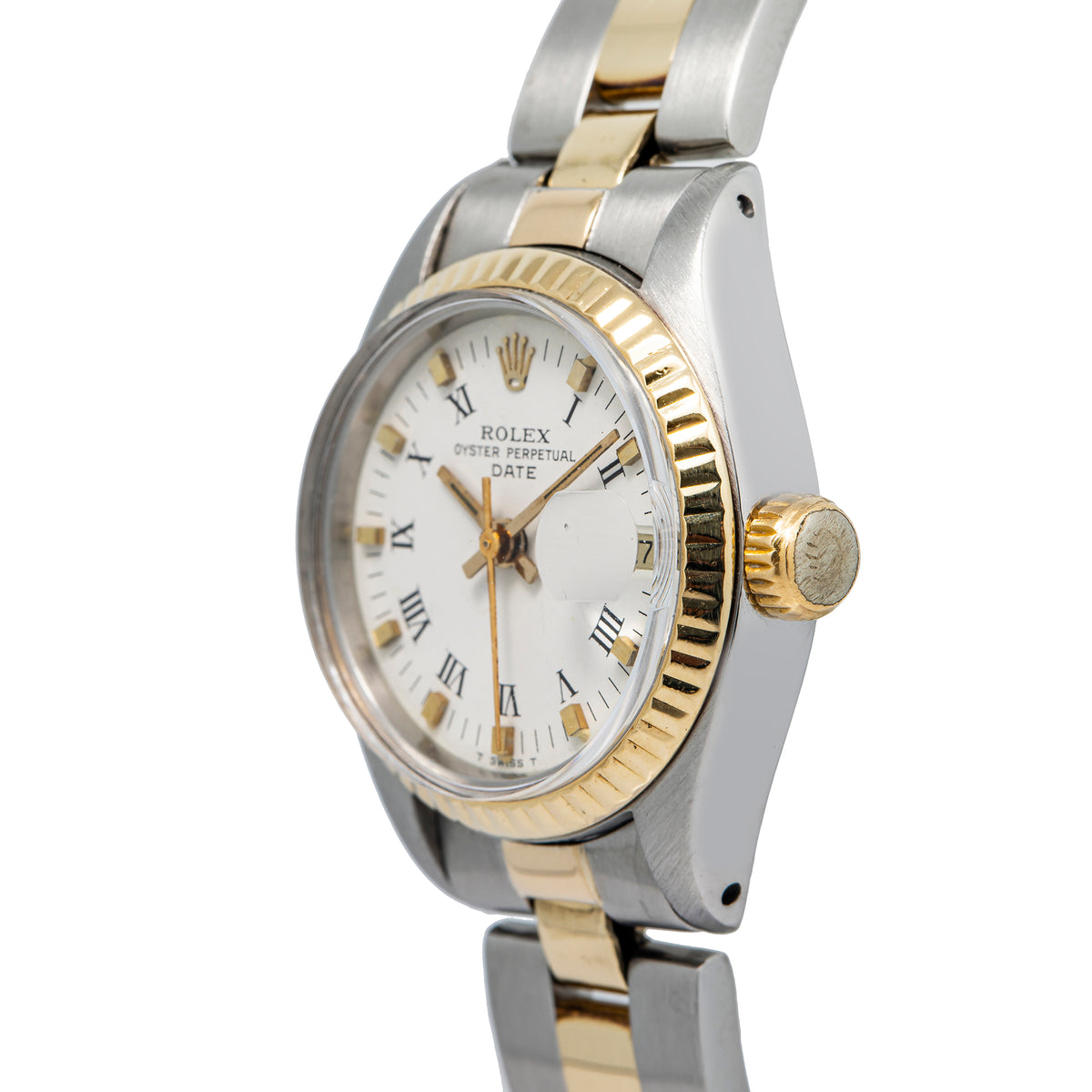 Rolex Date 6917 w/ 1978 Paper 18K YG Two Tone Oyster White Dial Auto Ladies 26mm