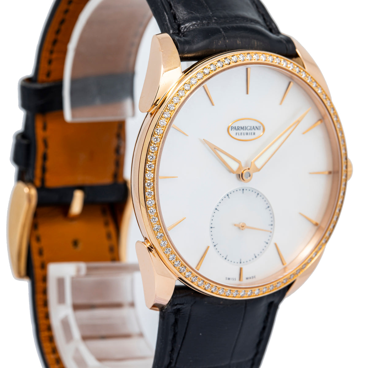 Parmigiani Fleurier Tonda 1950 SERVICED 18K Rose Factory Diamond MOP Dial 39mm