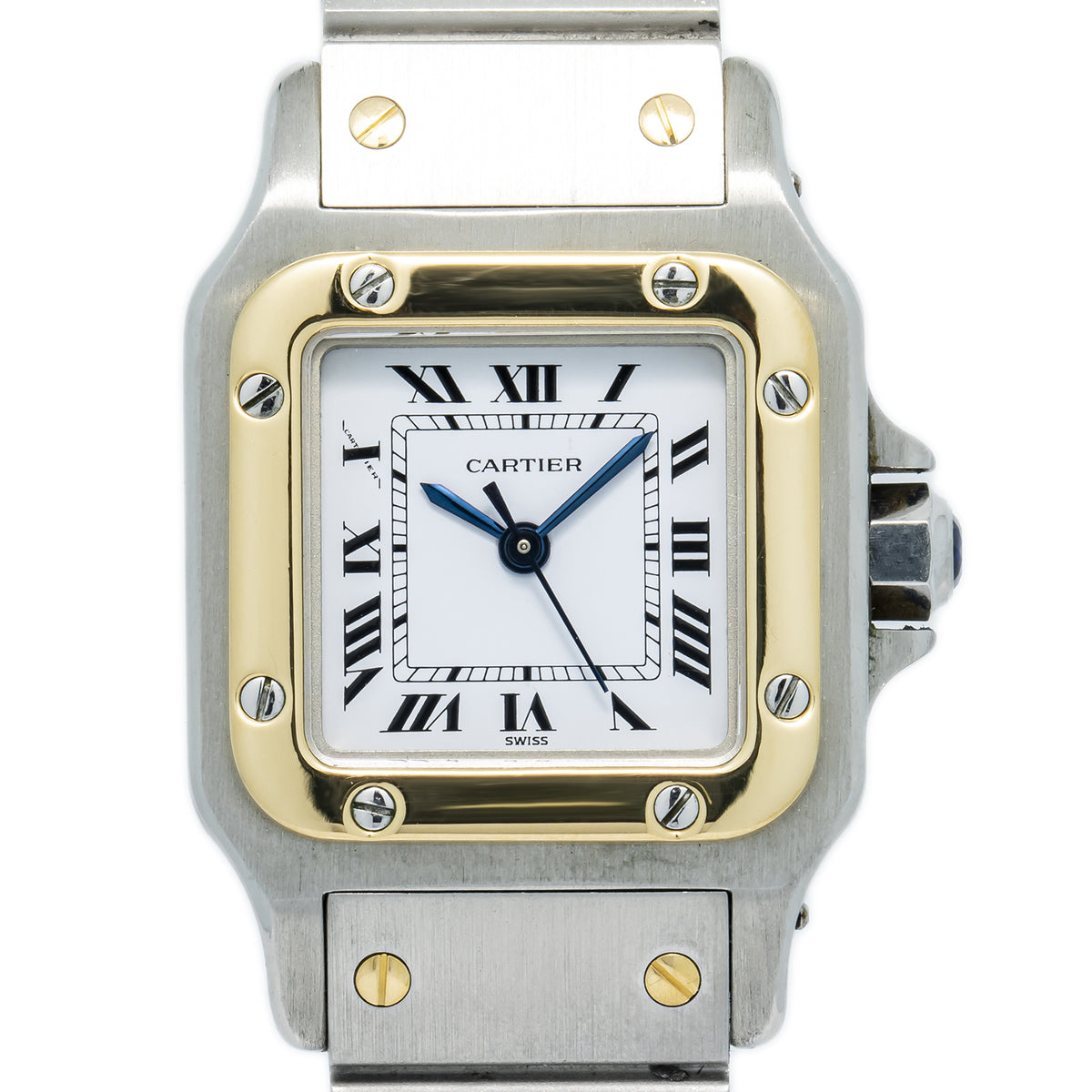 Cartier Santos Carre 18K Yellow Gold White Dial Automatic Ladies Watch 24mm