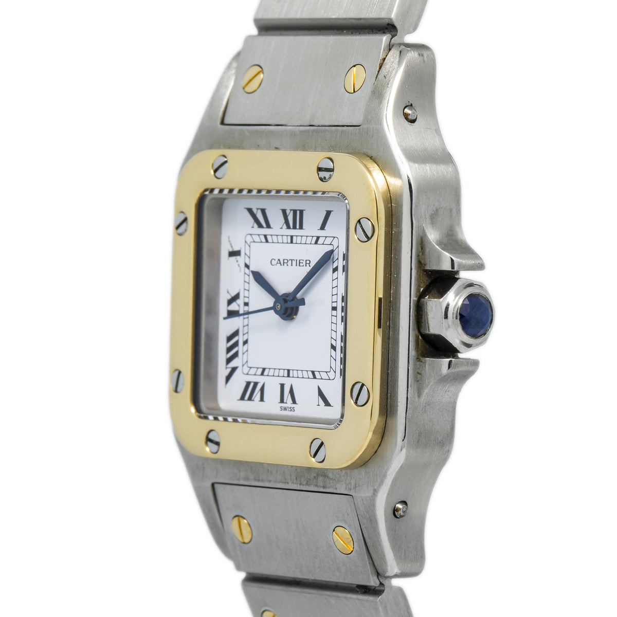 Cartier Santos Carre 18K Yellow Gold White Dial Automatic Ladies Watch 24mm