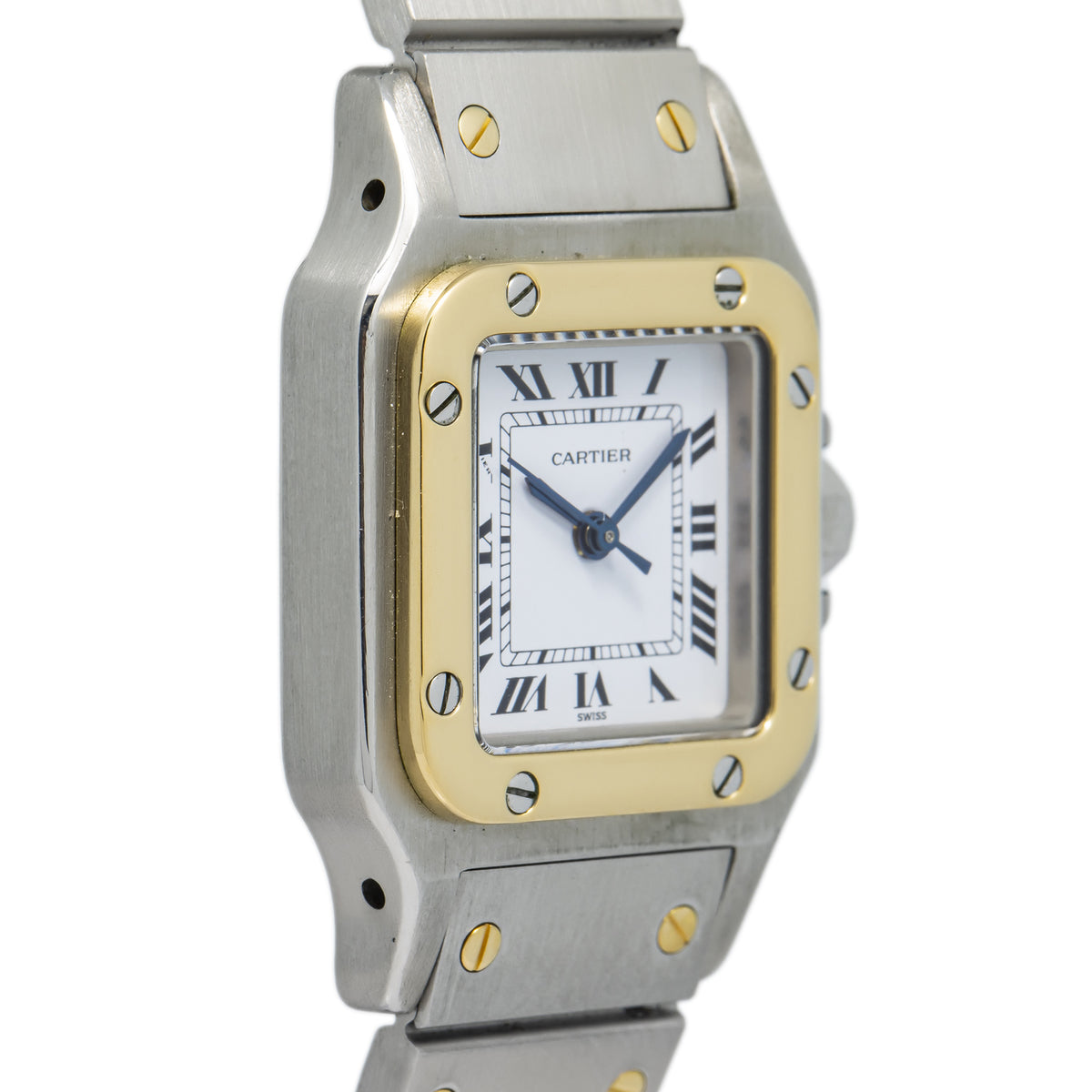 Cartier Santos Carre 18K Yellow Gold White Dial Automatic Ladies Watch 24mm