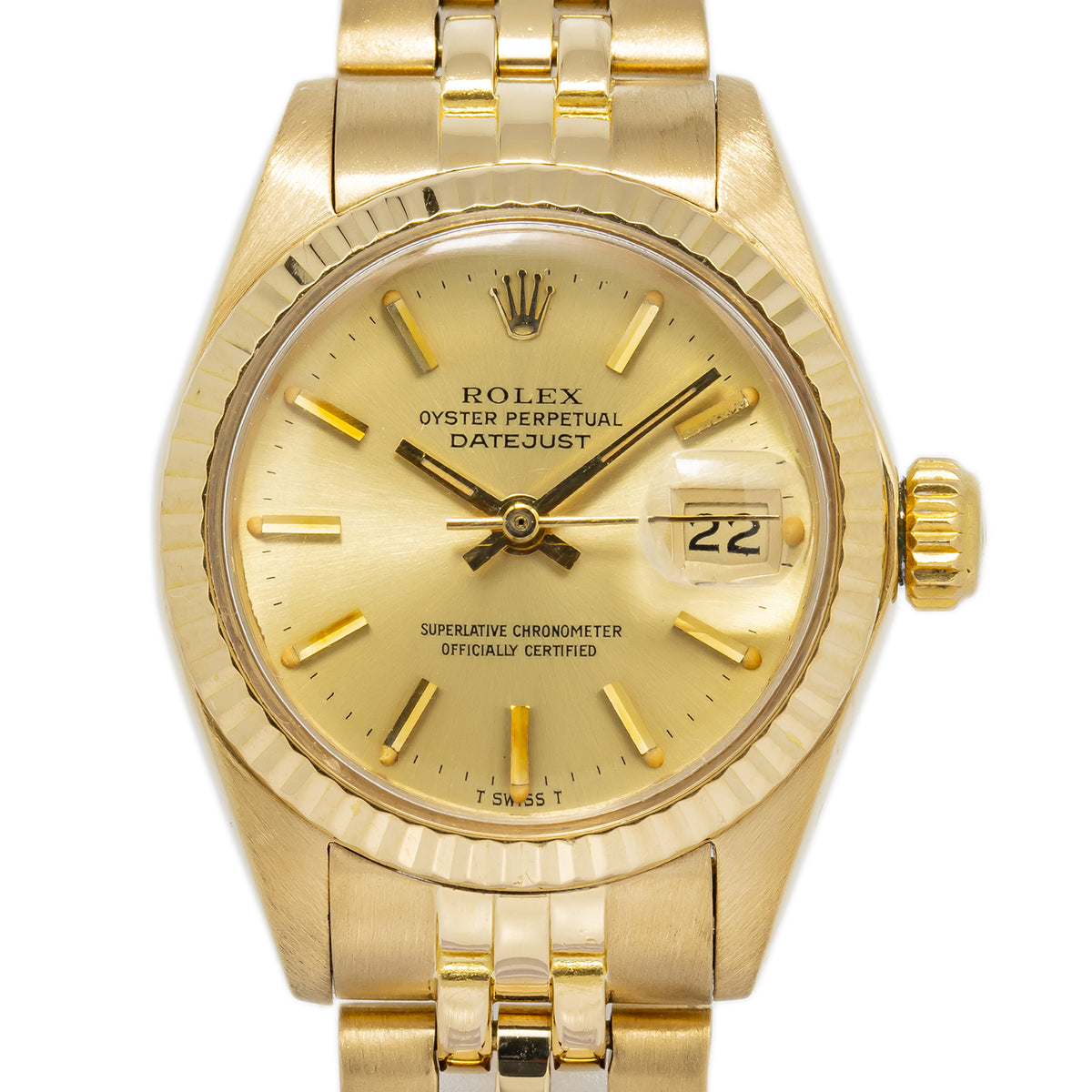 Rolex Datejust 6917 18k Yellow Gold Jubilee Champagne Dial Auto Lady Watch 26mm