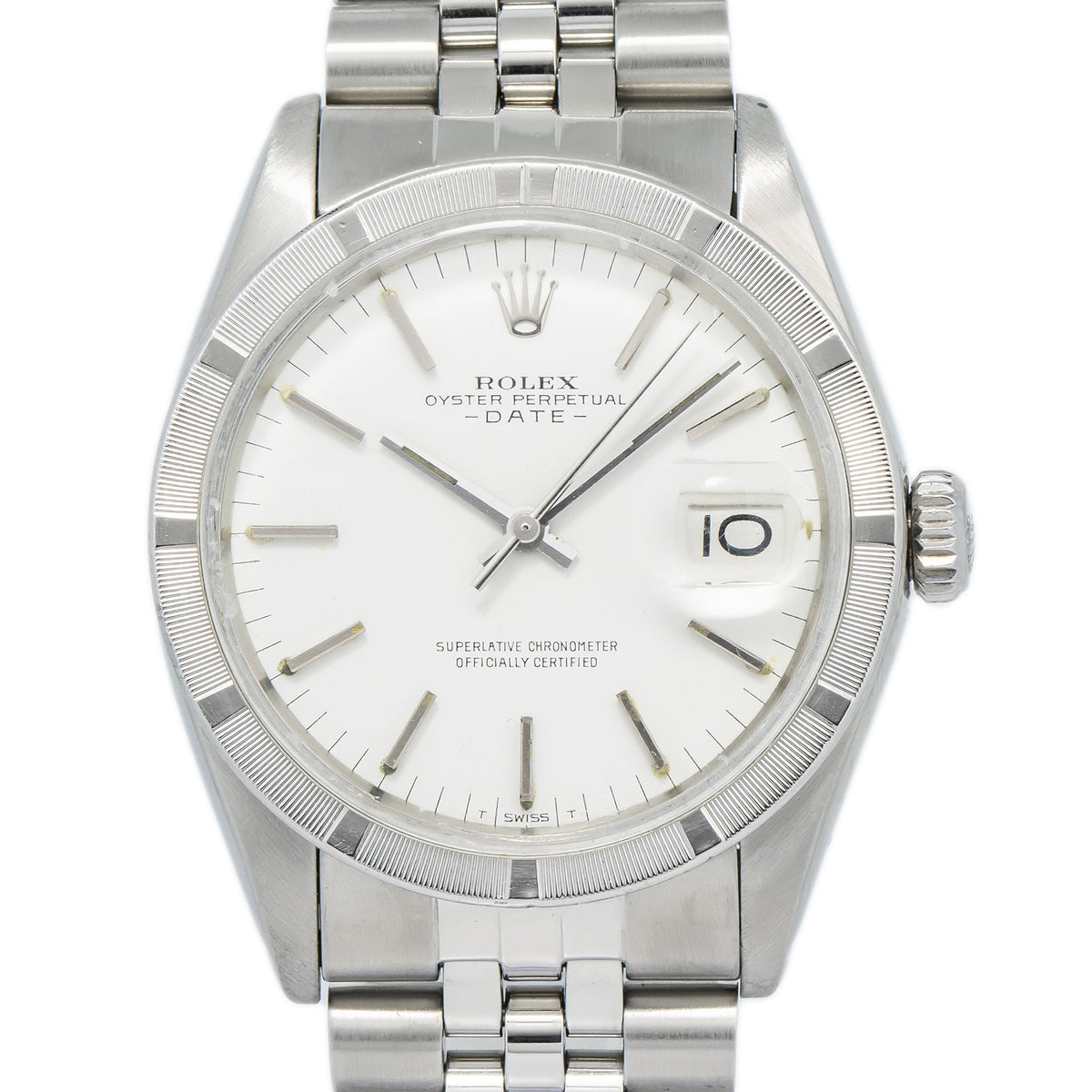 Rolex Date 1501 Jubilee Stainless Steel White Dial Automatic Unisex Watch 34mm