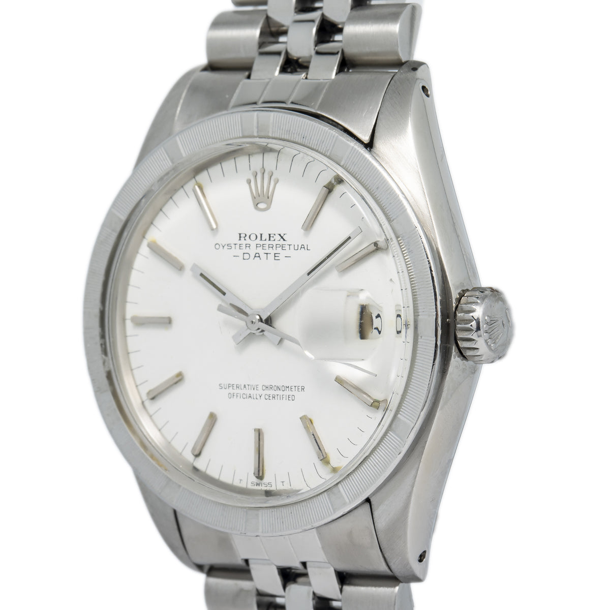 Rolex Date 1501 Jubilee Stainless Steel White Dial Automatic Unisex Watch 34mm