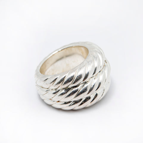 925 Sterling Silver Triple Twisting Rope Ring Size 6.8 gram 6