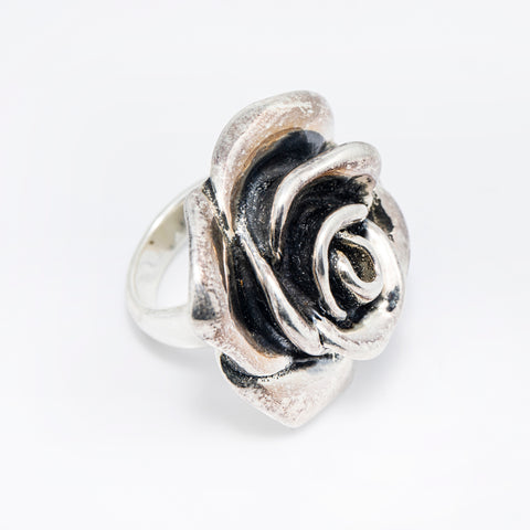 925 Sterling Silver Vintage Rose Flower Ring size  inches weight 8 gram