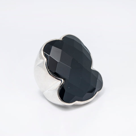 TOUS Vintage 925 Sterling Silver Onyx Ring Size 6 Weight 15.6g