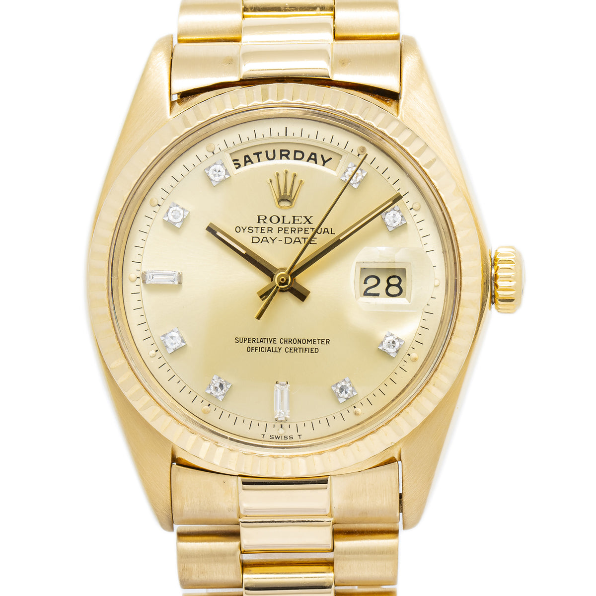 Rolex Day-Date 1803 18k YG President Factory Diamond Champagne Dial Unisex 36mm