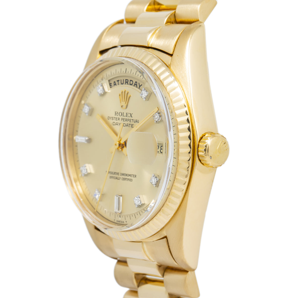 Rolex Day-Date 1803 18k YG President Factory Diamond Champagne Dial Unisex 36mm