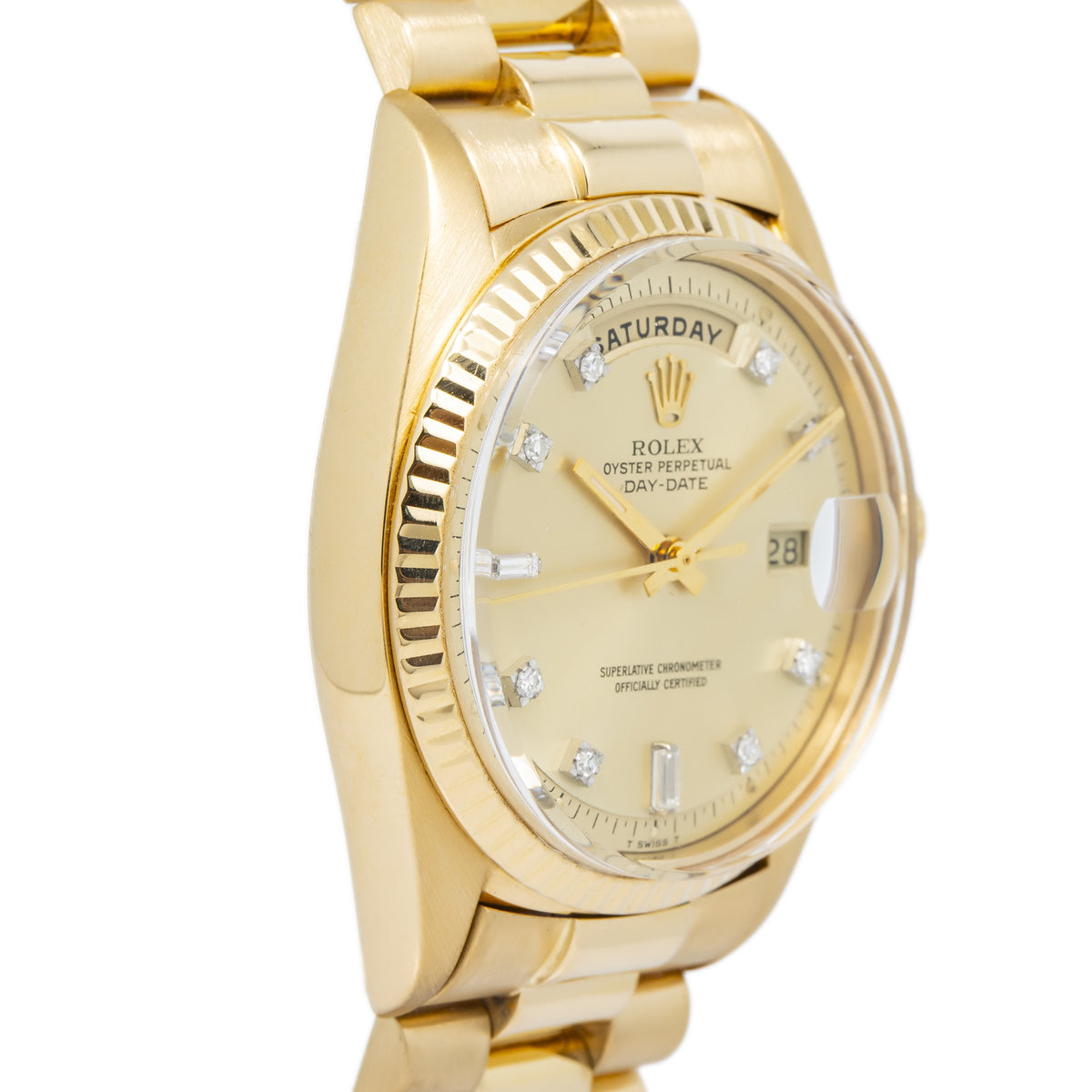 Rolex Day-Date 1803 18k YG President Factory Diamond Champagne Dial Unisex 36mm