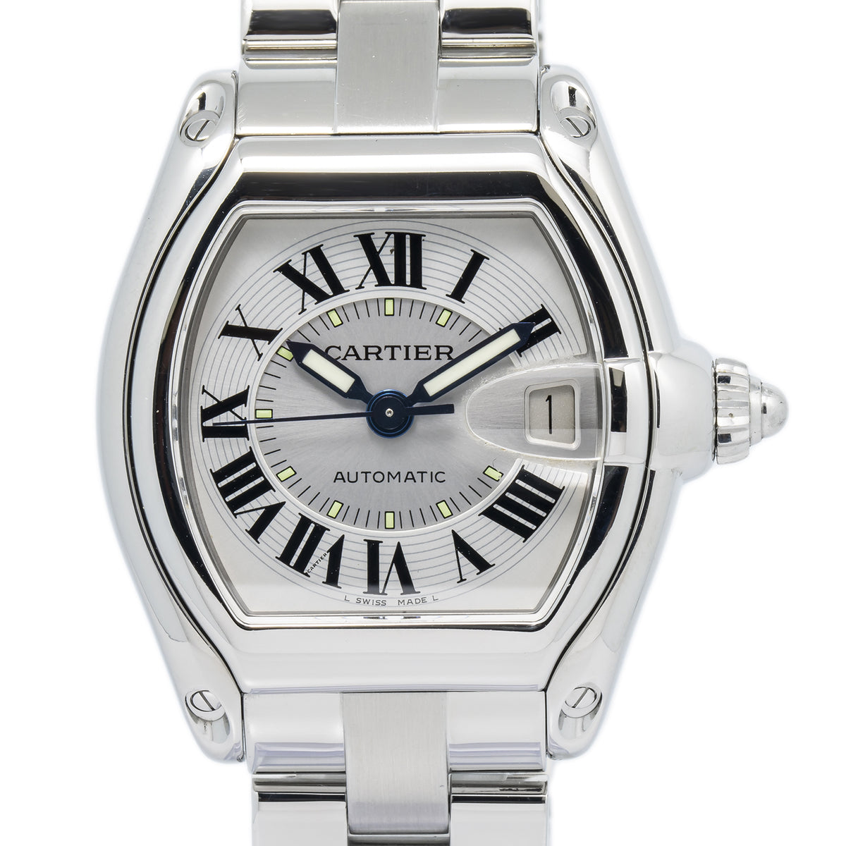 Cartier Roadster 2510 W62000V3 2003 W/B&P Stainless Silver Dial Auto Men's 37mm