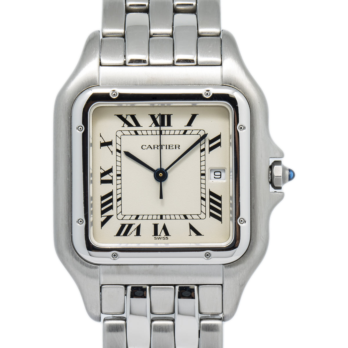 Cartier Panthere Jumbo 1300 Stainless Hidden Clasp Quartz Off-White Dial 29mm