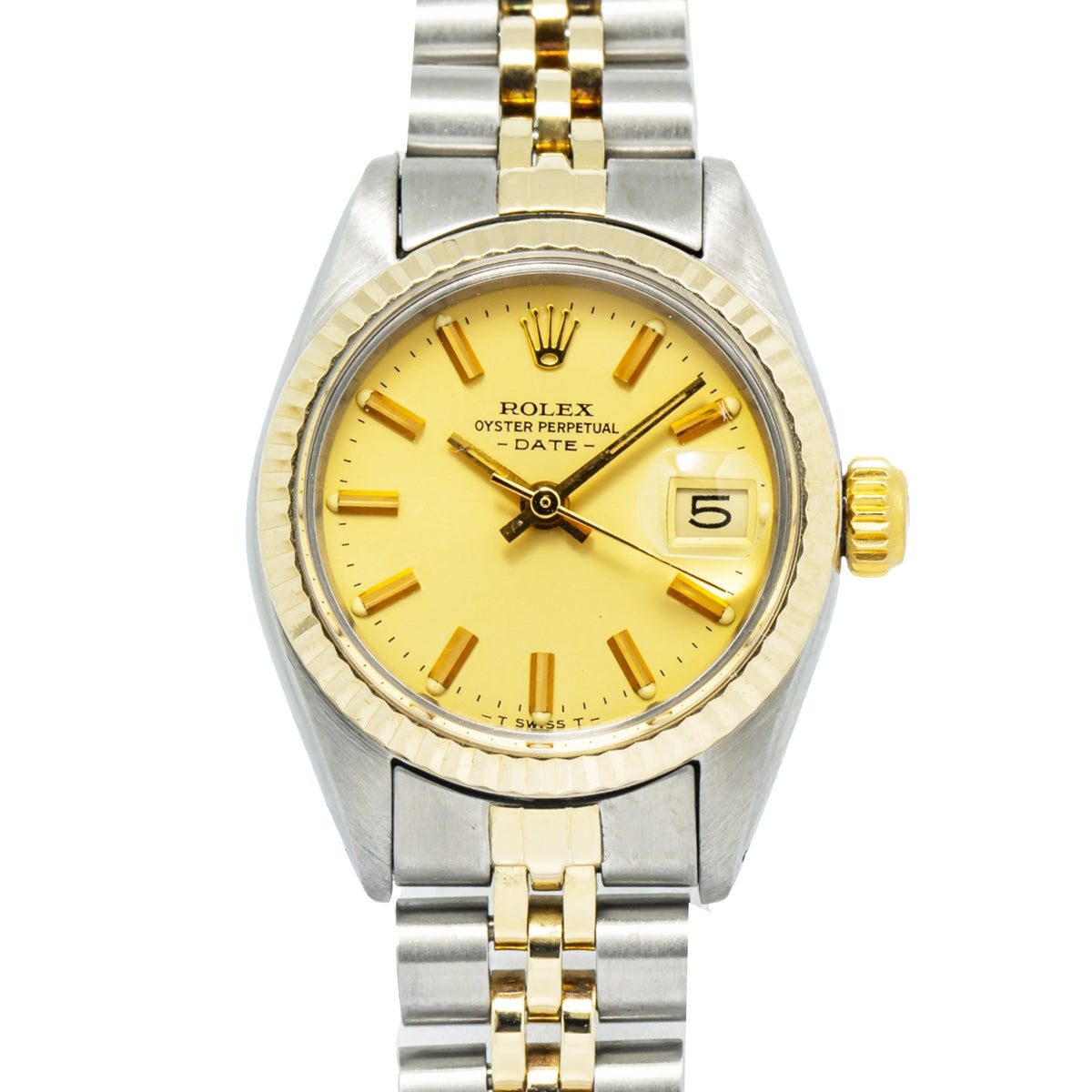 Rolex DateJust 6917Jubilee 18K Two Tone YG Champagne Dial Auto Lady Watch 26mm