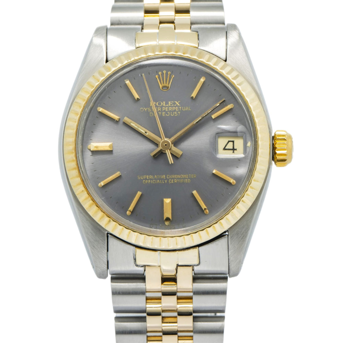 Rolex Datejust 6827 18K Yellow Gold Two Tone Rhodium Dial Auto Ladies 31mm