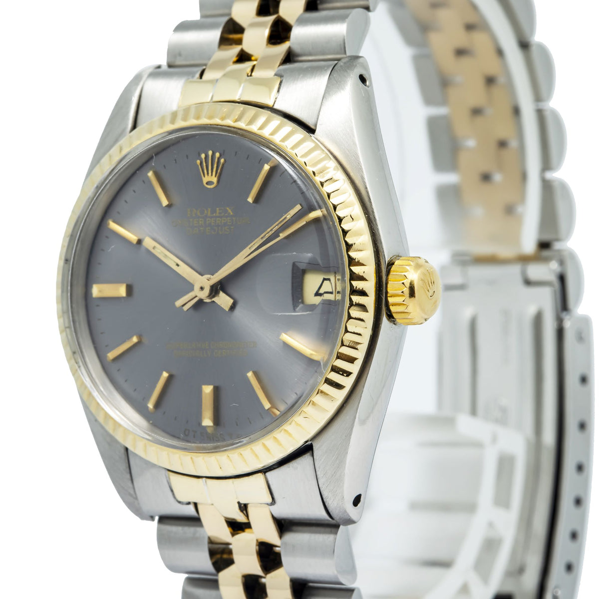 Rolex Datejust 6827 18K Yellow Gold Two Tone Rhodium Dial Auto Ladies 31mm