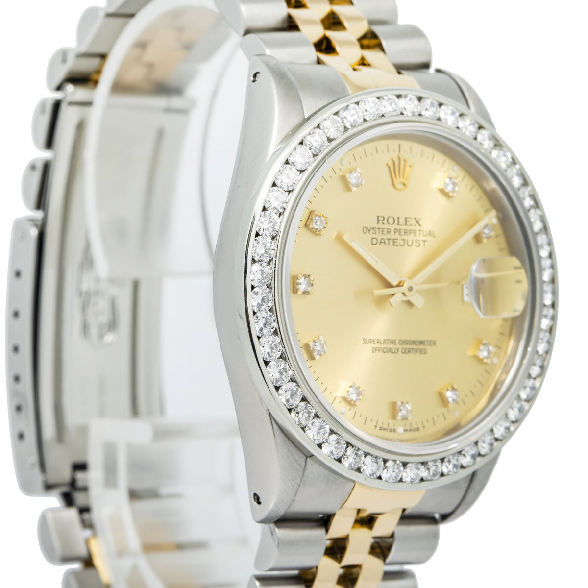 Rolex DateJust 16233 18K YG Two Tone Jubilee Factory Diamond Champagne Dial 36mm