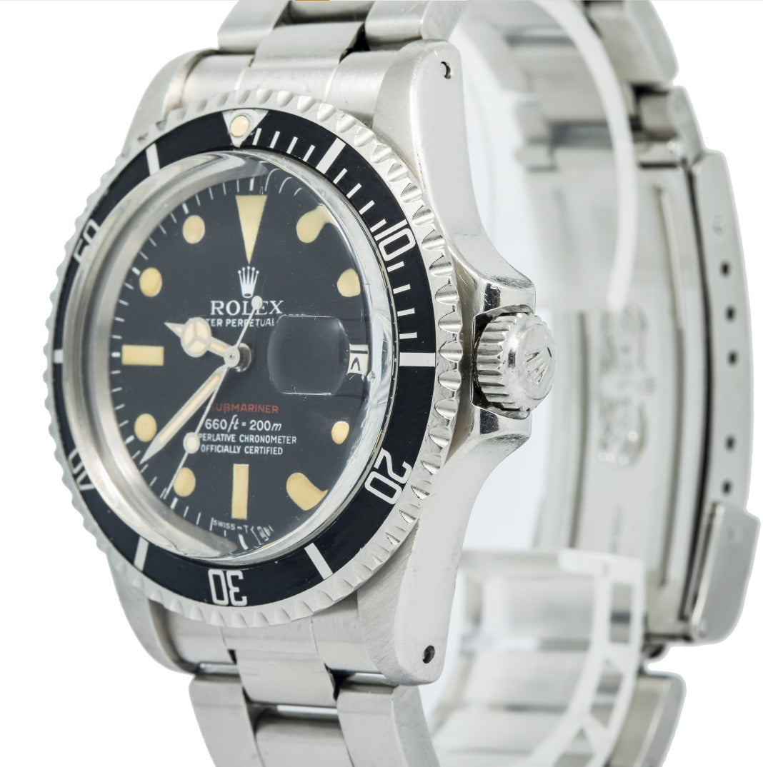 Rolex RED Submariner 1680 Vintage Patina Dial Stainless Auto Men's Watch 40mm