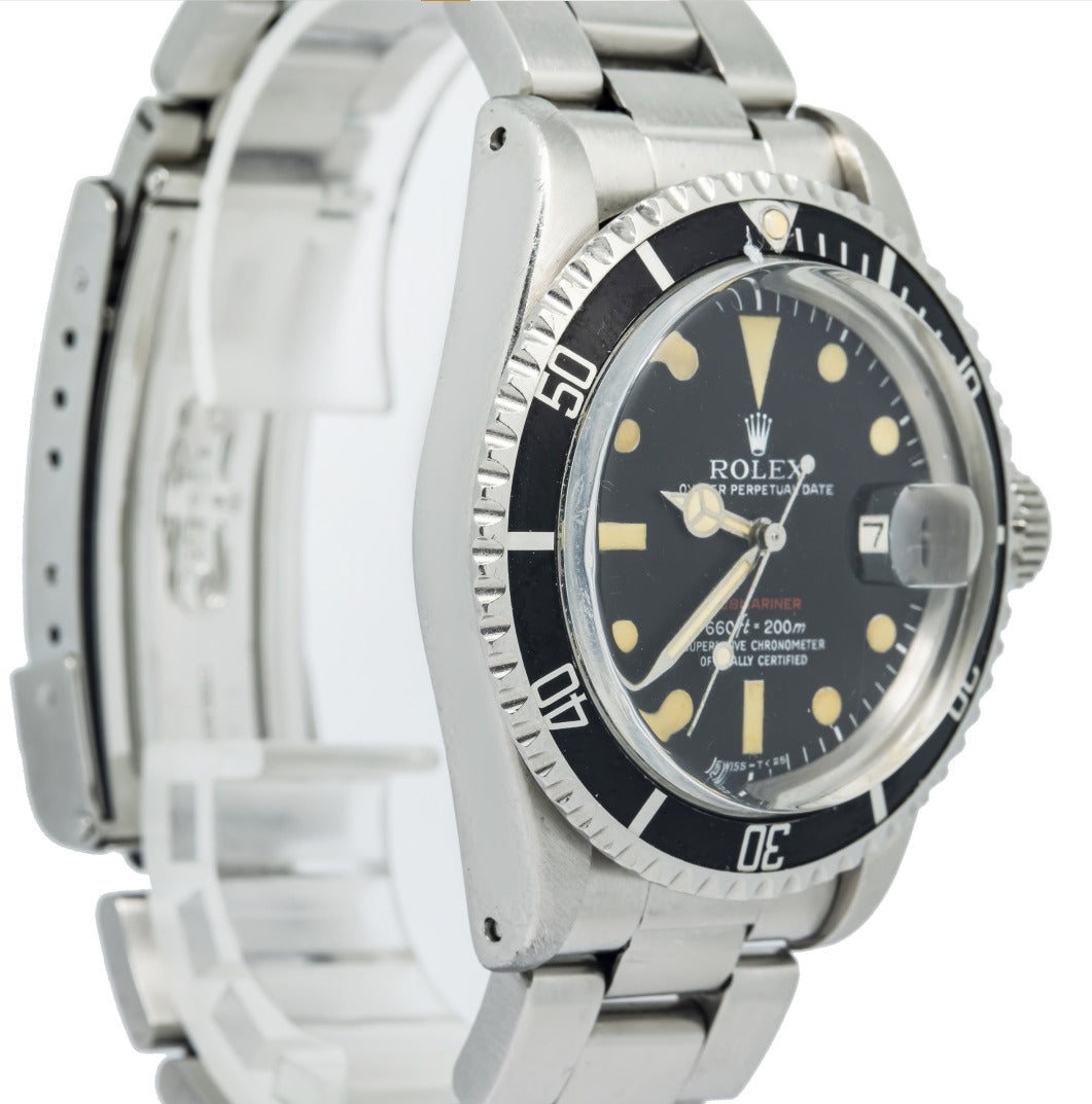 Rolex RED Submariner 1680 Vintage Patina Dial Stainless Auto Men's Watch 40mm