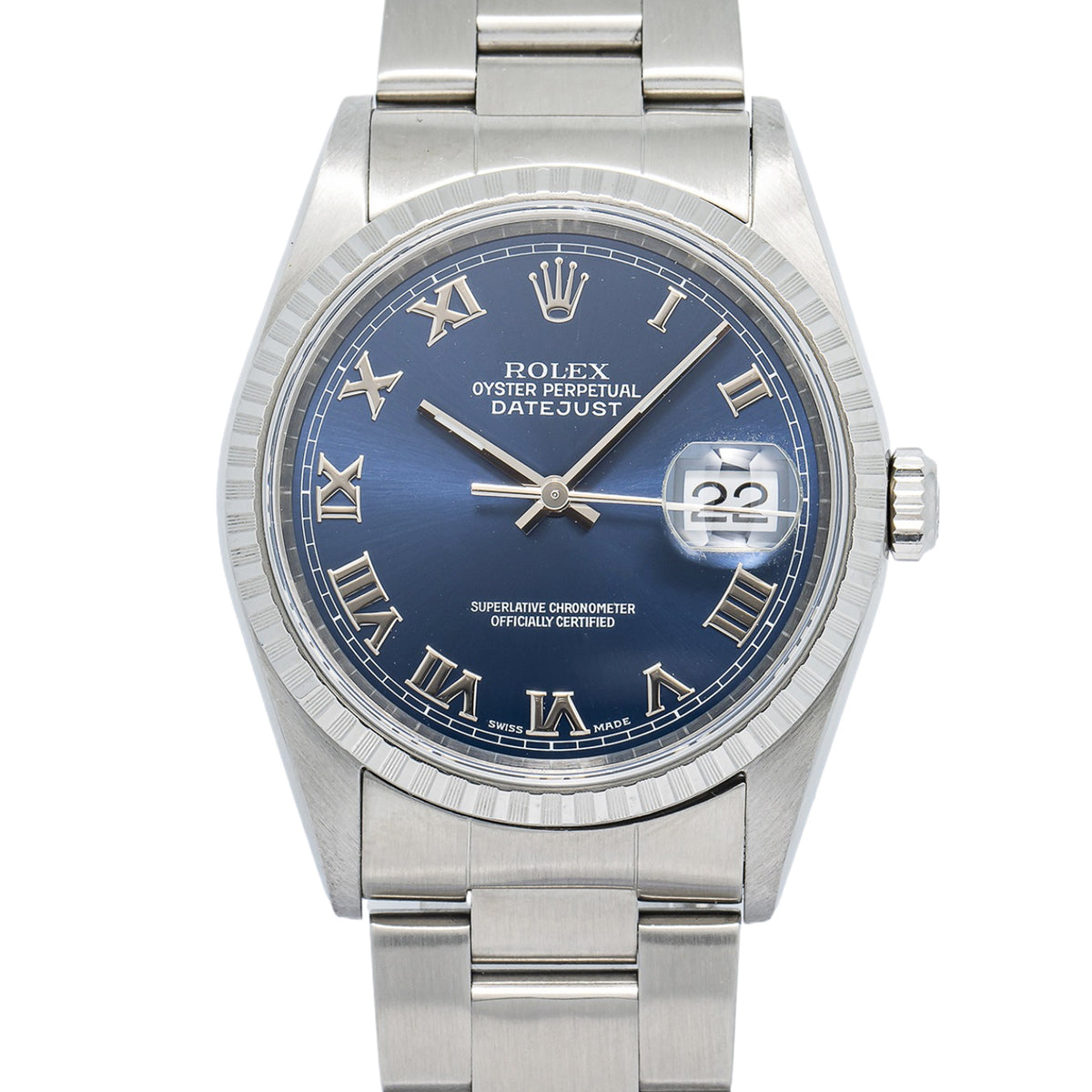 Rolex DateJust 16220 Oyster 2002 B&P Stainless Steel Blue Dial Auto Unisex 36mm