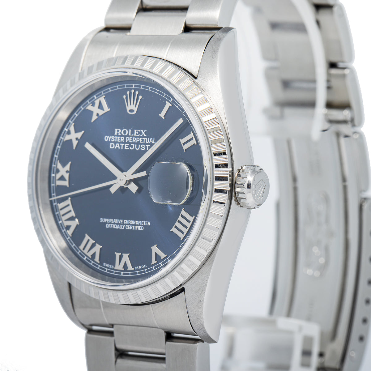 Rolex DateJust 16220 Oyster 2002 B&P Stainless Steel Blue Dial Auto Unisex 36mm