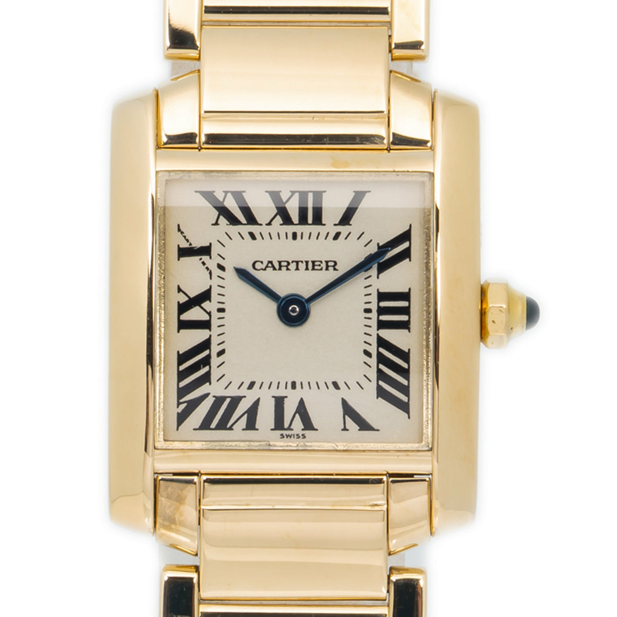 Cartier Tank 1820 Francaise W50002N2 18K YG Cream Dial Quartz Ladies 20x25mm