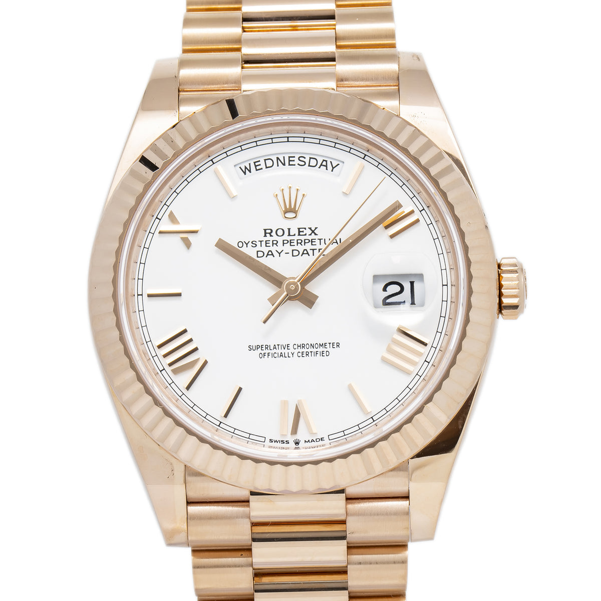 Rolex DayDate PRES 228235 MINT 18K Everose Gold 2022 Complete White Dial 40mm