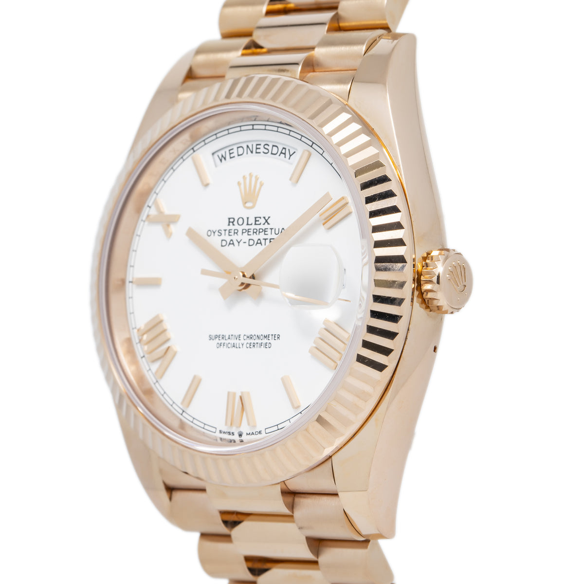 Rolex DayDate PRES 228235 MINT 18K Everose Gold 2022 Complete White Dial 40mm