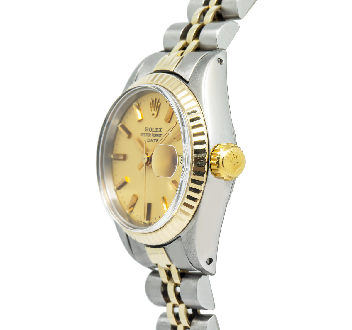 Rolex Date 6917 18K Yellow Gold Two Tone Jubilee Champagne Dial Auto Ladies 26mm