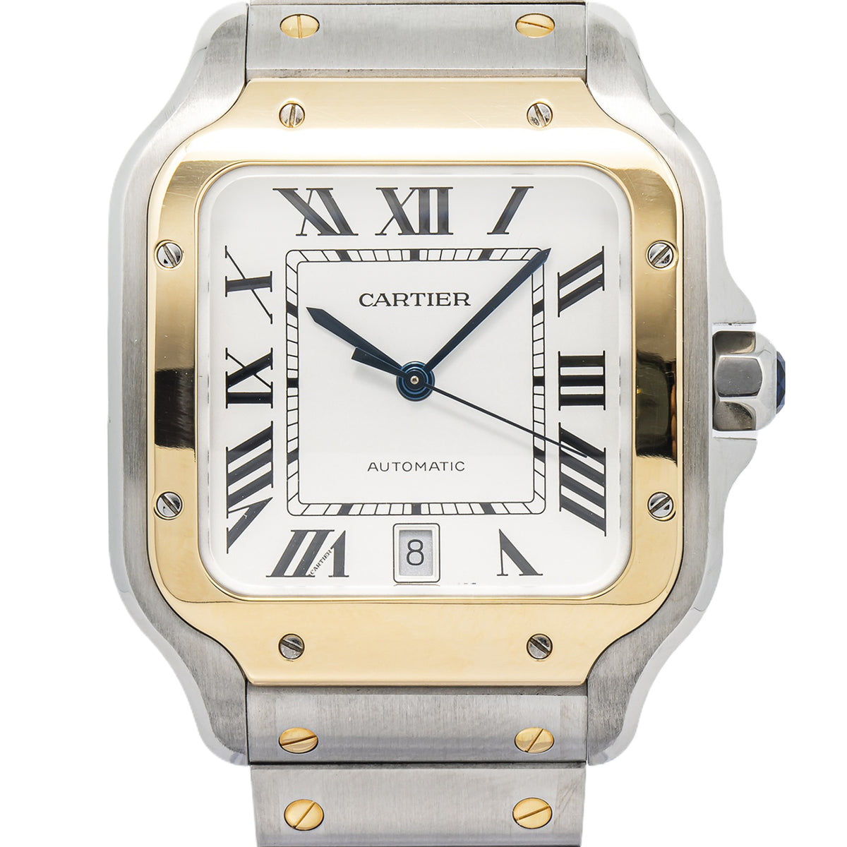 Cartier Santos 4072 W2SA0006 18K YG Two Tone Silver Dial Auto Men's Watch 40mm