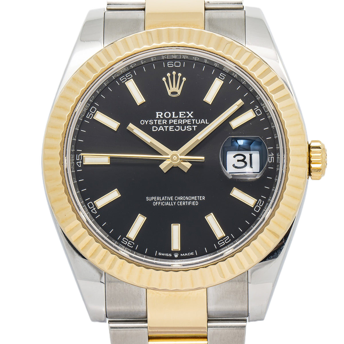 Rolex Datejust 126333 2021 Box/Paper 18K YG Two Tone Oyster Black Dial Mens 41mm