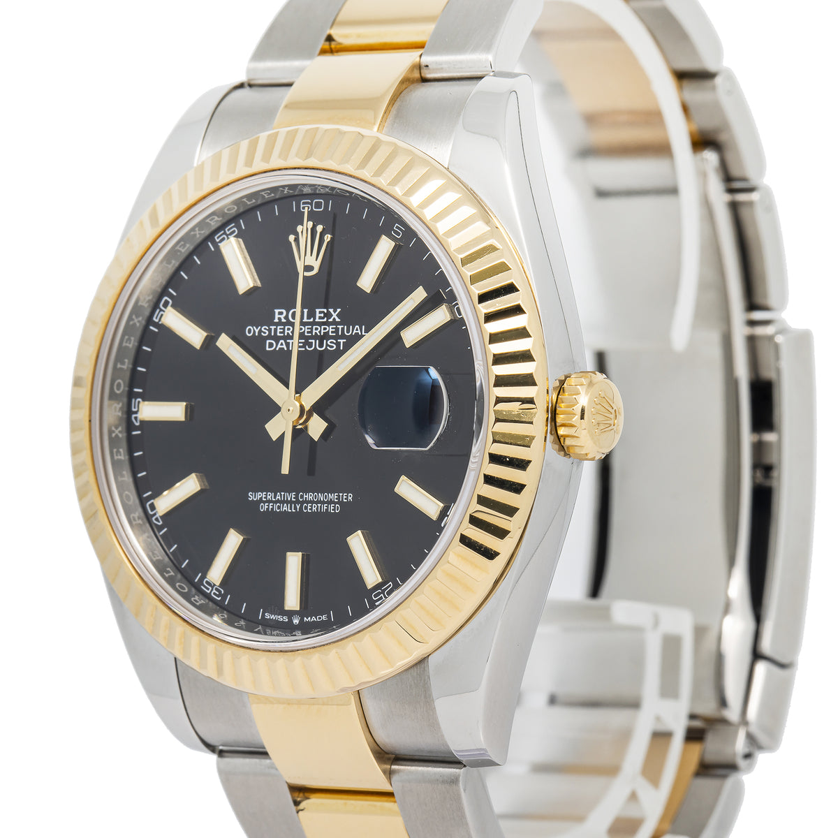 Rolex Datejust 126333 2021 Box/Paper 18K YG Two Tone Oyster Black Dial Mens 41mm