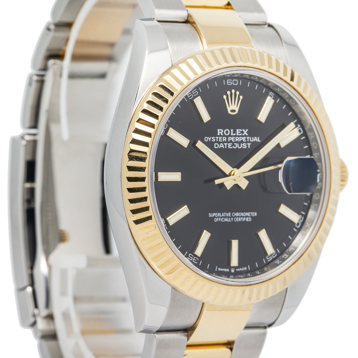 Rolex Datejust 126333 2021 Box/Paper 18K YG Two Tone Oyster Black Dial Mens 41mm