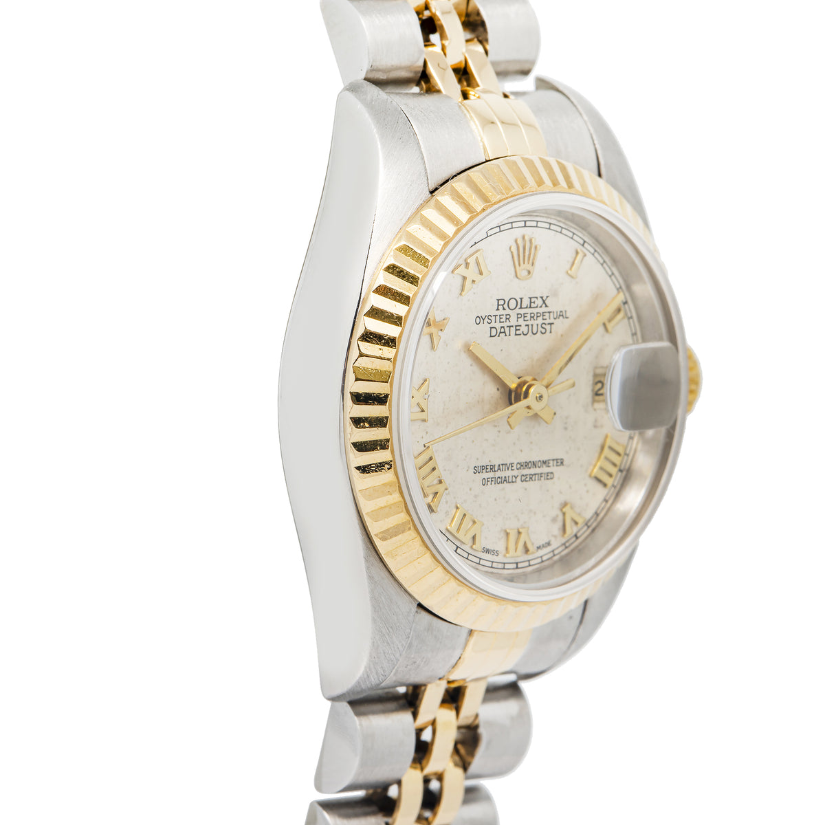 Rolex DateJust 69173 18K YG Two Tone Jubilee Cream Pyramid Dial Auto Ladies 26mm